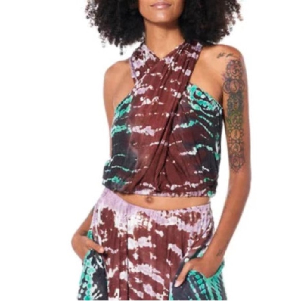 NWT Young Fabulous Broke YFB Oahu Halter Top Jade Reef Print Medium
